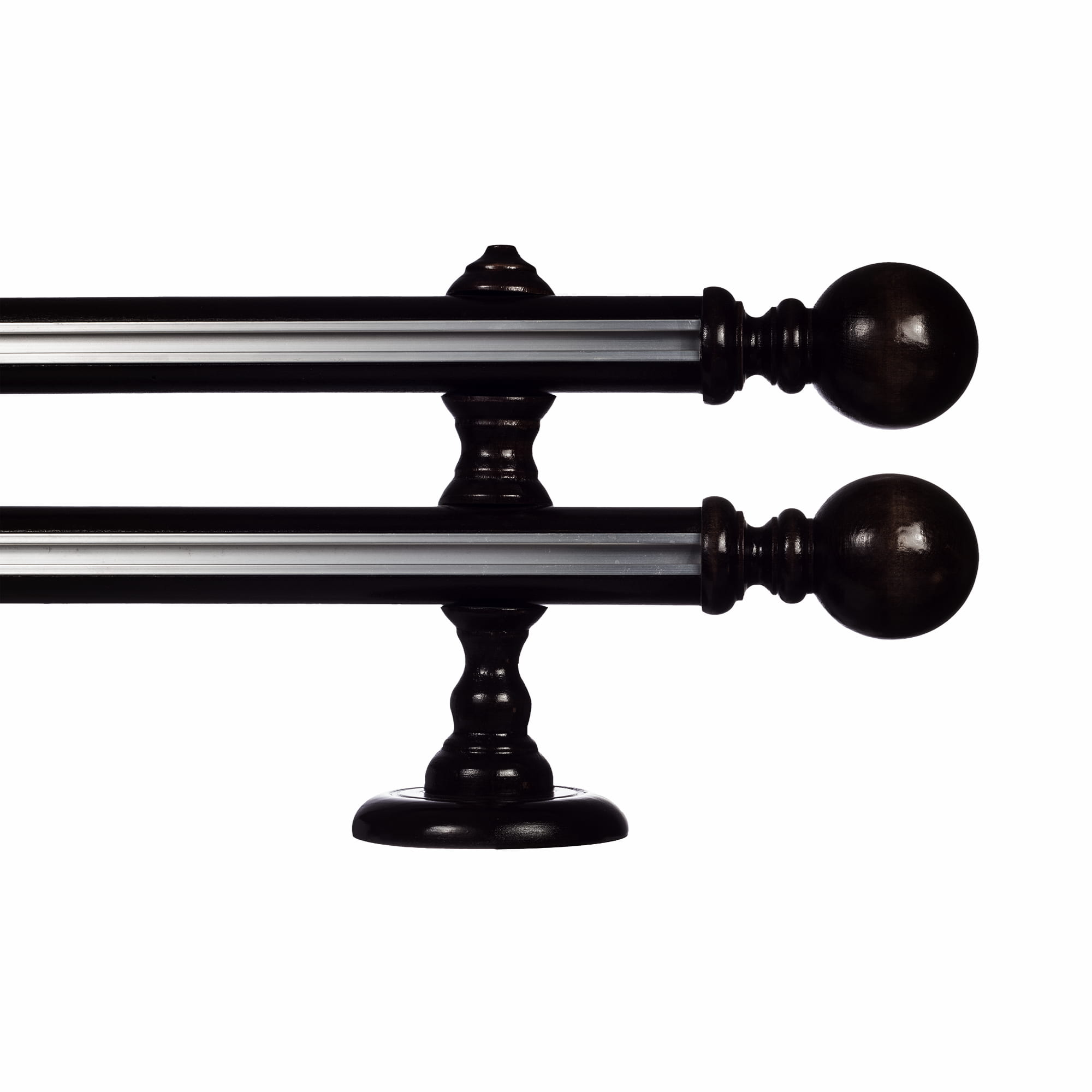 Galerie lemn perdea Globo Double 35mm cu aluminiu Negru Galerie lemn perdea Globo Double 35mm cu aluminiu Negru